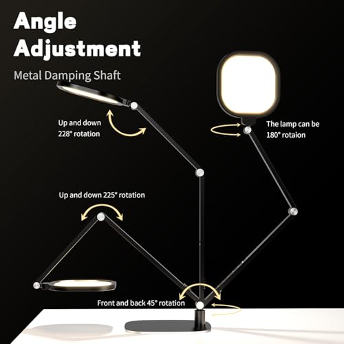LED Desk Lamp for Home Office, Soft Edge-lit Design - Modern Style | Eye-Caring Diffused Light, Professional Computer Light for Reading, Crafts & Zoom, Dimmable with 30 Modes, Memory & Timer - color: Black
