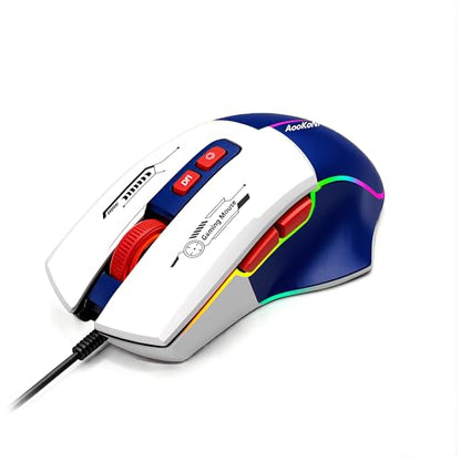 Wired Gaming Mouse, Gaming Mouse with RGB Backlit, 7200DPI Adjustable, PC Gaming Mice with 7 rogrammable Macro Buttonsg, Ergonomic Mouse Gamer for PC, Desktop, Mac，Laptop, Chromebook. (Blue)