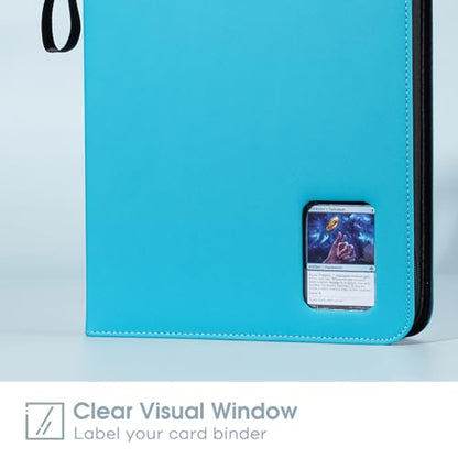 ProCase 900-Pocket Card Binder with Clear Window -Lightblue | 9 Double-sided Pockets, Trading Cards Colletction Album Holder, Removable Sleeves, Holds MTG, TCG, Sports & Football Cards - color: Lightblue