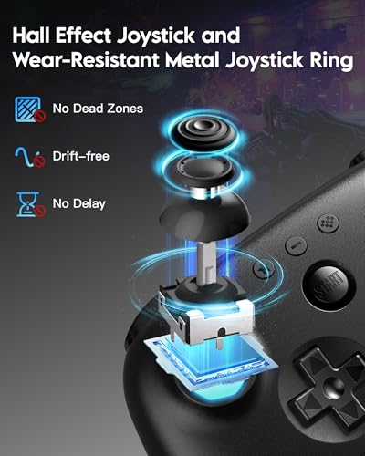 8Bitdo 64 Bluetooth Controller for Analogue 3D, Switch, Switch 2, Windows, Android – Hall Effect Joystick, Vibration, Turbo Function – Black - color: Black