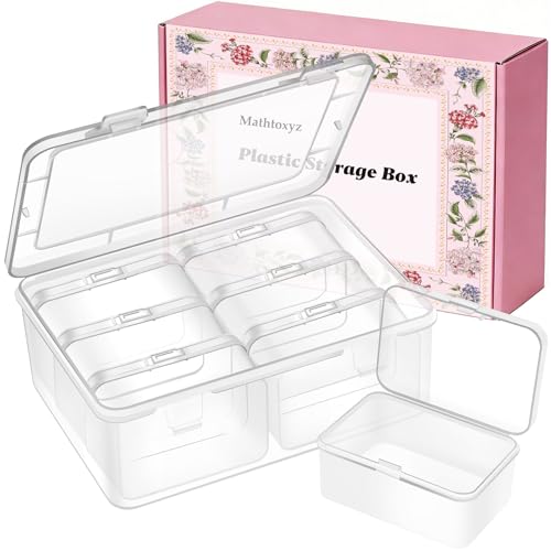 Mathtoxyz Small Bead Organizers and Storage, Clear Rectangle Bead Holder Plastic Cases Transparent Boxes for Nail DIY Craft Making Jewelry Battery Screw