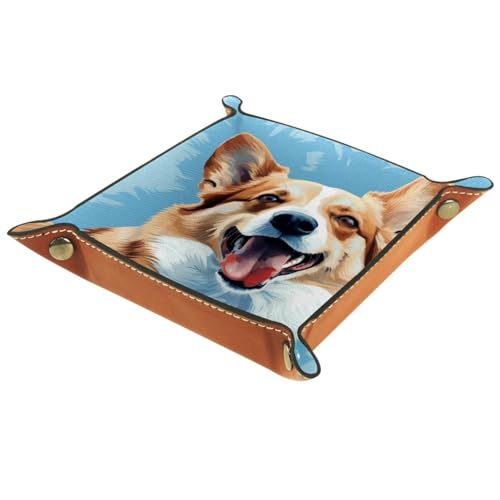 Cute Corgi Dice Tray PU Leather Dice Rolling Tray Folding Dice Holder for Dice Games, Like RPG, DND and Other Table Games - color: Multi 10