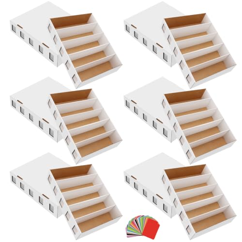 6 Pack Trading Card Storage Box, 22200+ Count Card Storage Box with 48 Card Divider White Sports Storage Card Box Organizer Bulk Card Cases Cardboard Card Box for Basketball Football Cards Collection - style: 6 Set-2
