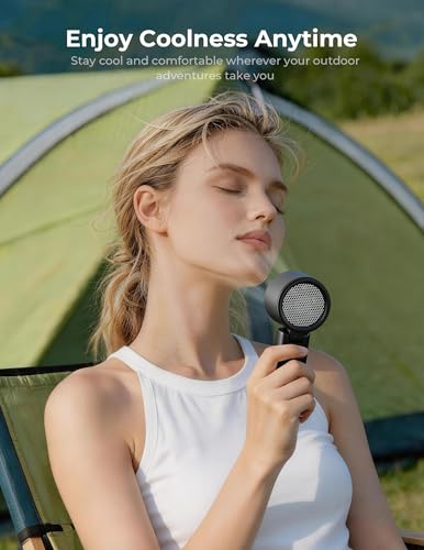 Portable Handheld Turbo Fan with Ice Cooling, 100 Levels Stepless Speed, 15H Long Battery Life, 10500RPM Turbo Fan Rechargeable Personal Mini Fan for Travel, Outdoor, Makeup - color: Black
