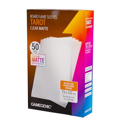 Gamegenic Board Game Sleeves: Tarot Size - Orange Color Code | Matte Clear, 100 Microns Anti-Glare Protection, Non-PVC and Acid-Free