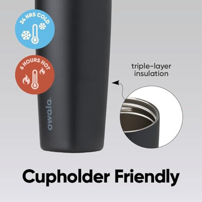 Owala SmoothSip Slider Insulated Travel Coffee Cup 20 oz Very Very Dark - color: Very, Very Dark, size: 20 Ounces