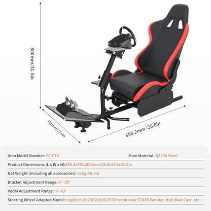 Racing Wheel Stand,Foldable Racing Simulator Cockpit for g923/g920/g29, Steering Wheel Stand & Foot Pedal Angle Adjustable,Sim Racing Cockpit for Thrustmaster t248p, Fanatec, Hori, Mad Catz. - size: 25.6x27.6x31.5in