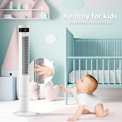 Antarctic Star Tower Fan Portable Electric Oscillating Fan Quiet Cooling Remote Control Standing Bladeless Floor Fans 3 Speeds Wind Modes Timer Bedroom Office (43 inch, White) | Quiet Cooling Remote Control Standing Bladeless Floor Fans 3 Speeds Wind Mode
