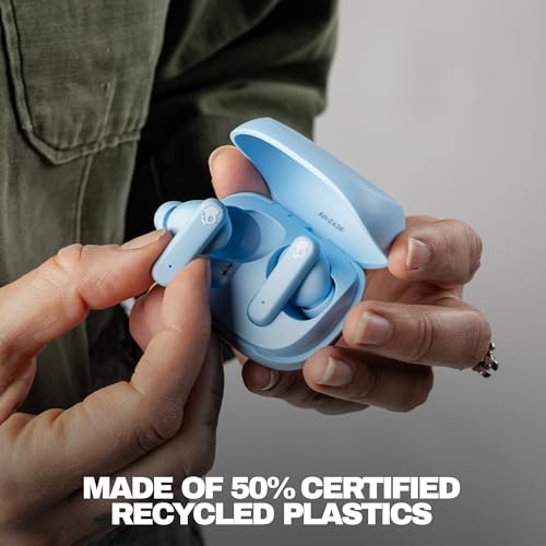 Skullcandy Smokin’ Buds Wireless Noise Isolating Earbuds - Preppy Blue | In-Ear Fit, Bluetooth, 20 Hours Battery, IPX4 Sweat and Water Resistant, Microphone for iPhone Android, Commuting, Studying - color: Preppy Blue