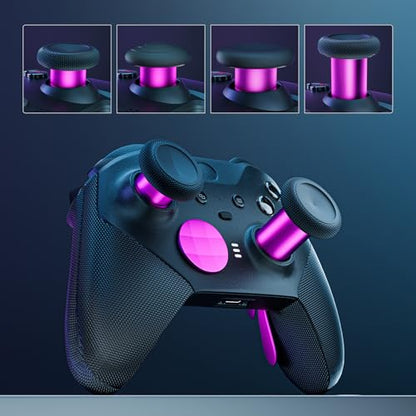 14-in-1 Controller Accessories Kit Compatible with Xbox Elite Series 2, 6 Premium Metal Thumbsticks, Swap Joysticks, 4 Interchangeable Paddles, 2 D-Pads, 1 Tool ，1 Storage Bag (Magenta) - color: Magenta