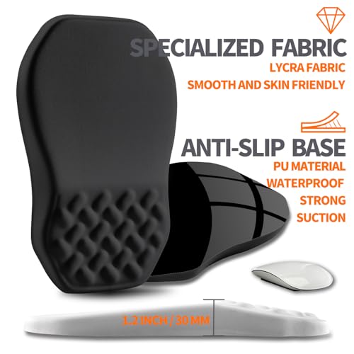 Ergonomic Slope Mouse Pad Wrist Support, Wrist Rest Mousepad for Carpal Tunnel Pain Relief with Massage Bulge and Slow Rebound Memory Foam (12x8 inch, Black) - color: Am001-black