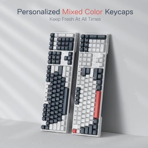 Redragon K668 RGB Gaming Keyboard, 108 Keys Wired Mechanical Keyboard w/Extra 4 Hotkeys, Sound Absorbing Foams, Upgraded Hot-swappable Socket, Mixed Color Keycaps x 2 Sets, Red Switch - color: Gemini Eclipse