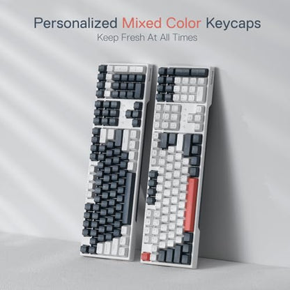 Redragon K668 RGB Gaming Keyboard, 108 Keys Wired Mechanical Keyboard w/Extra 4 Hotkeys, Sound Absorbing Foams, Upgraded Hot-swappable Socket, Mixed Color Keycaps x 2 Sets, Red Switch - color: Gemini Eclipse