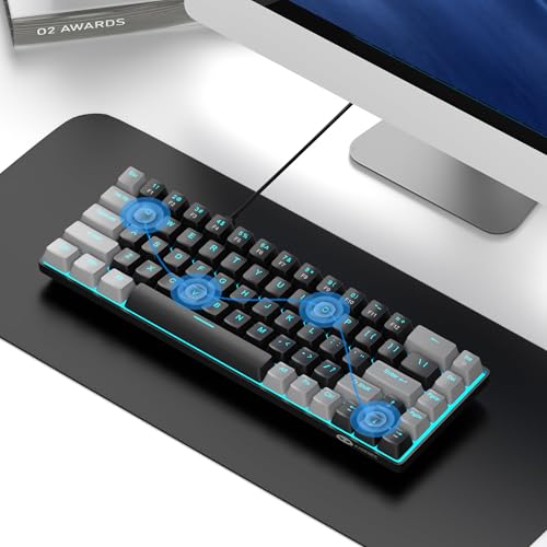MageGee Portable 60% Mechanical Gaming Keyboard, MK-Box LED Backlit Compact 68 Keys Mini Wired Office Keyboard with Red Switch for Windows Laptop PC Mac - Black/Grey - color: Black/Red Switch
