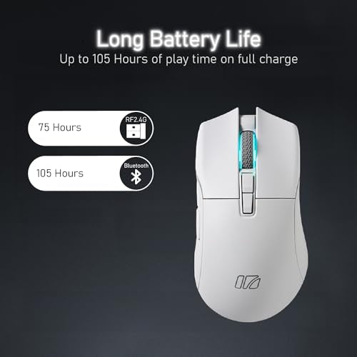 i-rocks iRocks IRM31R RGB Backlight, Wireless Lightweight Gaming Mouse, Tri-Mode Connection, Kailh GM8.0 Mouse Switches, Advanced PixArt PAW3395 Optical Sensor, Resolution Up to 26,000 DPI - White - color: White