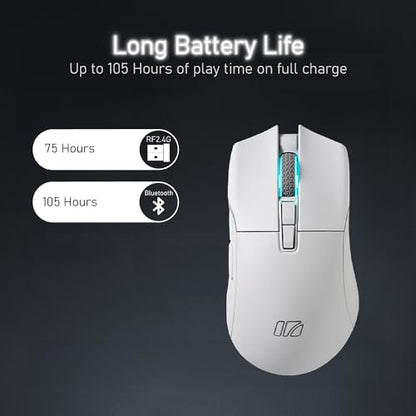 i-rocks iRocks IRM31R RGB Backlight, Wireless Lightweight Gaming Mouse, Tri-Mode Connection, Kailh GM8.0 Mouse Switches, Advanced PixArt PAW3395 Optical Sensor, Resolution Up to 26,000 DPI - White - color: White