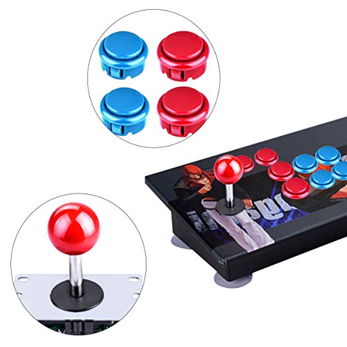 Gamelec 2-Player Arcade Buttons and Joystick DIY Controller Kit for Windows and Raspberry Pi,x 5 Pin Joysticks,Red and Blue Each with 10 Buttons