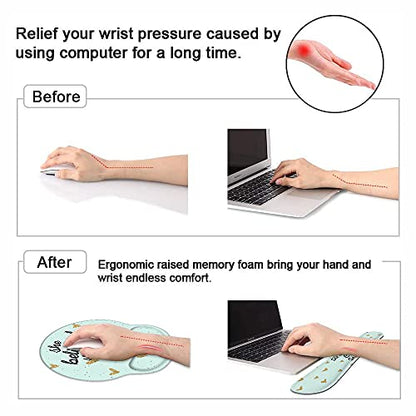 Keyboard Wrist Rest and Mouse Pad Wrist Rest Support Set with Coasters, She Believed She Could So She Did Inspirational Quote Wrist Mouse Pad with Non-Slip PU Base for Computer Laptop Home Office - color: Inspirational Quote She Believed She Could So She