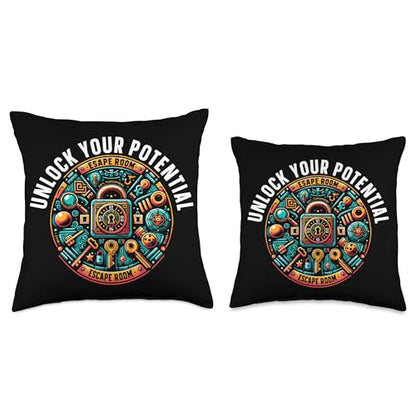 Escape Room Roomescape Puzzle Room Exit Game Throw Pillow - size: 16x16
