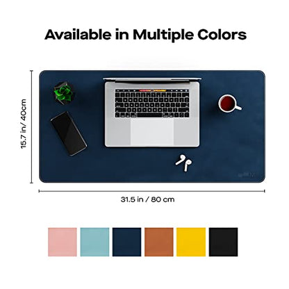 Mobie Pixels Desk Mat, Studio Series Desk Mat (Set Sail Blue) | Office Desk Pad, Waterproof Desk Mat for Desktop, Leather Keyboard and Mouse Pad Protector for Office and Home 31.5"x 15.75" - color: Set Sail Blue