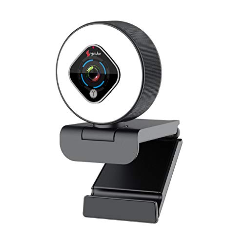 Angetube Streaming Webcam 1080P w/Ring Light, FHD Web Cam w/Digital Zoom | 5X Digital Zoom, AutoFocus, 2 Microphones, USB Computer Web Camera for Desktop Computer PC Laptop Mac, for Gaming Google Meet