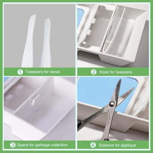 BFFDIYCLUB All-in-One Hobbyist Decal Kit - Curved Scissors, Tweezers, Sponge Pad - Perfect for Model, Aircraft, and Tank Models (PM008)