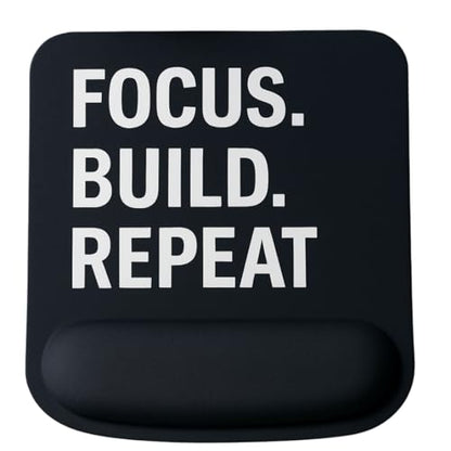 Ergonomic Memory Foam Mouse Pad with Wrist Support, Orange, Ultra-Smooth Surface, Anti-Slip Base (Text, Medium) - color: Text