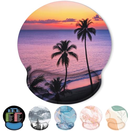 KONVINIT Ergonomic Mouse Pad with Wrist Rest, Small Mousepad with Non-Slip Rubber Base and Smooth Surface, Sunset Mouse Pads for Desk, Office Desk Accessories - color: Sunset