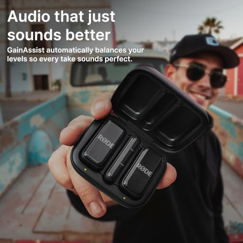 RØDE Wireless Micro - Compact Wireless Microphone, Two Mics with Charge Case for Smartphone Content Creation - USB-C, Black | Ultra-Compact Smartphone Wireless Kit: 2 Clip-on Transmitters, USB-C Receiver, Pocket Charge Case-Up to 21 Hr - color: Black