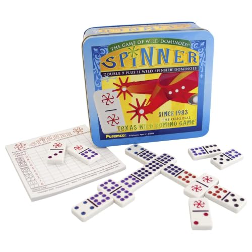 University Games, Spinner Game of Wild Dominoes in On-the-go Travel Tin , for 2 to 8 Players Ages 6 and Up