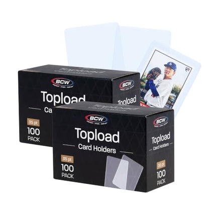BCW 3x4 Standard Topload Card Holders | 200 Pack | Top Loaders for Cards | Rigid Card Protector | Fits Standard Size Cards Up to 35pt - size: 200 Pack