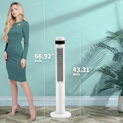 Antarctic Star Tower Fan, 42INCH, WHITE | 85°Oscillating, Quiet Cooling 12H Timer Remote Control Bladeless 3 Speeds Wind 3 Modes - color: White, size: 42 Inch