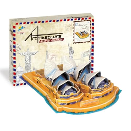 Architecture World Famous of 3D Puzzle.Build Your Own Collection of 17 Global Landmarks (Notre Dame, Colosseum) - Educational DIY Model Kit for Kids & Adults. (Sydney Opera House) - color: Sydney Opera House