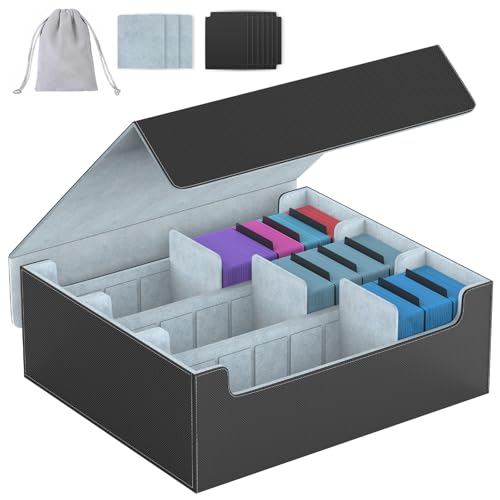 3-Row【2400+】 Trading Card Storage Box, Card Organizer Holder with 8 Dividers, Case Fit for MTG TCG Magic Commander Deck Playing Cards, Deck Box for Sport Card - color: Gray, size: 2400+