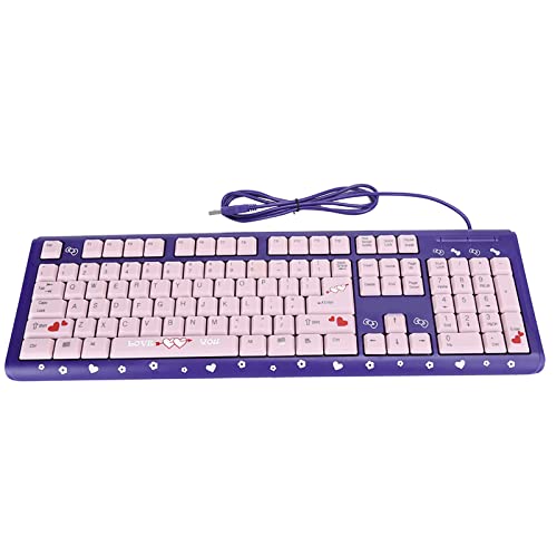 Aramox Silent Keyboard, USB Wired Mechanical Membrane Keyboard with Adjustable Bracket, 104 Keys QWERTY Layout for Laptop Home Office Gaming (Purple Pink) - color: Purple Pink