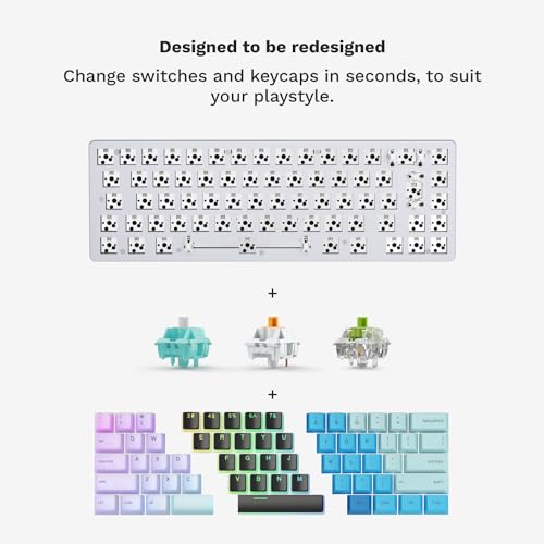 GLORIOUS Gaming GMMK 2-65 Percent Keyboard - White Custom Layout - Compact Low-Profile - Hotswap w/Cherry Mx Style Switches - Incl. Double Shot Keycaps & Linear Switches - color: White, size: Prebuilt Compact (65%)
