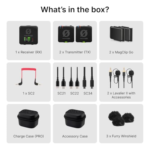 RØDE Wireless PRO Compact Wireless Microphone System with Timecode, 32-bit Float On-board Recording, 2 Lavalier Microphones and Smart Charge Case for Filmmaking and Content Creation | 32-Bit Float Onboard Recording, Timecode, Series Iv 2.4ghz, 32GB Tx Mem
