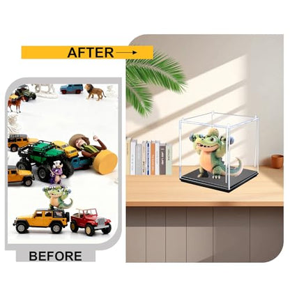 Clear Geodes Rocks Display Case,Minifigure Display Case Single Plastic Small Action Figure Storage Box for Small Collectibles Tabletop Decor (3*3*3in) - size: 3*3*3in