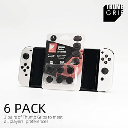 Skull & Co. Skin, CQC and FPS Thumb Grip Set Joystick Cap Analog Stick Cap for Nintendo Switch Joy-Con Controller - Dark Red, 3 Pairs(6pcs)