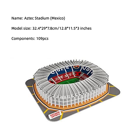 Classic Football Stadium Puzzle,3D Puzzle Soccer Club Venues,3D Paper Model Building Puzzle Kit, Soccer Stadium Souvenir Gift,Handmade Puzzle Ornaments，Cardboard Model (Aztec Stadium) - color: Aztec Stadium