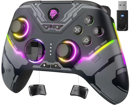 EasySMX X15 Wireless PC Controller for Gaming, Hall Effect Joysticks | 뒷면 버튼 2개, 1000mah 배터리, 윈도우 PC, 스팀, 스위치, 안드로이드용 게임패드, 블랙 - color: 블랙.