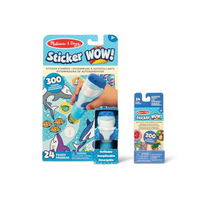 Melissa & Doug Sticker Wow! Shark Bundle, Sticker Stamper Activity Toy | 500 Surprise Stickers, Mini Pad, Shark Stamper Toy, Mess-Free Travel Toys, Arts & Crafts, Preschool Toys for Kids, Ages 3+ - color: Shark, size: Bundle