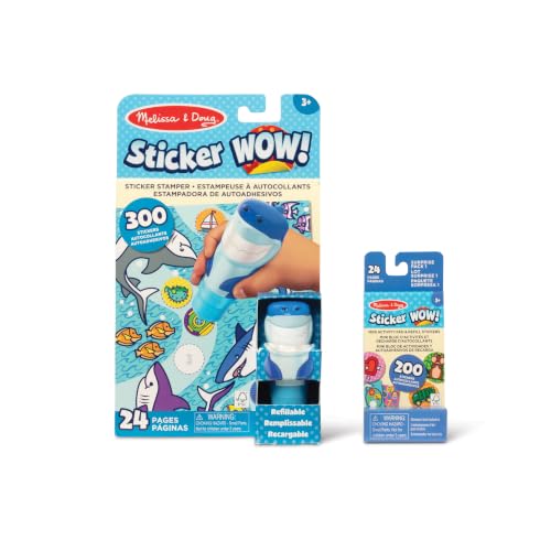 Melissa & Doug Sticker Wow! Shark Bundle, Sticker Stamper Activity Toy | 500 Surprise Stickers, Mini Pad, Shark Stamper Toy, Mess-Free Travel Toys, Arts & Crafts, Preschool Toys for Kids, Ages 3+ - color: Shark, size: Bundle