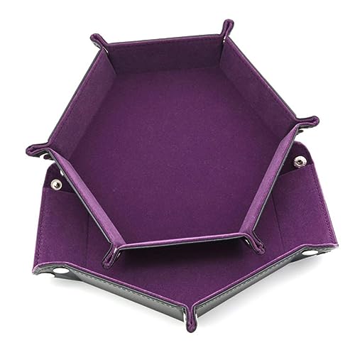 BESPORTBLE Hexagon Dice Tray Pu Leather Storage Box Folding Dice Cup for Gaming Easy Clean and Portable