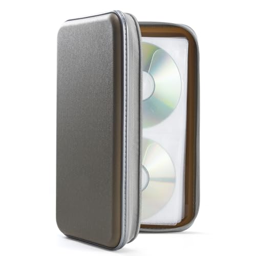 UENTIP CD Case,96 Capacity Hard Plastic DVD storage for Car Home Travel ﻿ | CD Holder,Zipper Closure,Scratch-Resistant Sleeves,Stay Away Dust and Damp,Storage Music Video Game Discs Blu-ray - color: olive