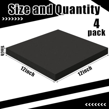 4 Pcs 1" Thick Foam Padding Sheet with Adhesive Backing Block | 12 Inch x 12 Inch, Closed Cell, Self Stick Neoprene Insulation Foam Sheet, Black, for Furniture Cars Speakers - color: Black, size: 1 Inch Thick, 12 x 12 Inches
