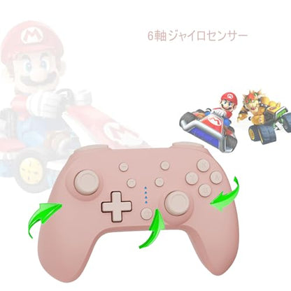 QRD Junior E5 Wireless Controller for Switch/Lite/OLED/Switch 2 Windows PC Mac iOS Android,6 Axis Gyro,TURBO (Switch Controller Pink) - color: Switch Controller Pink