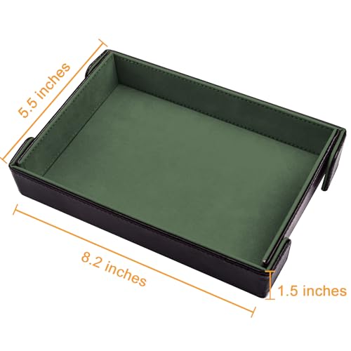 SIQUK Magnetic Folding Dice Tray Rectangle Dice Rolling Tray PU Leather Trays Foldable Holder Rolling Mat Storage Box for D&D RPG Games, Dark Green - color: Dark Green