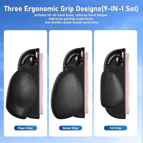 Lainergie 9-IN-1 Switch 2 Grip Case, Ergonomic Grip Hard Shell with Replaceable Grips [to fit All Hands Sizes], Dockable Handheld Shell Set for Nintendo Switch 2 2025, Black - color: sd black