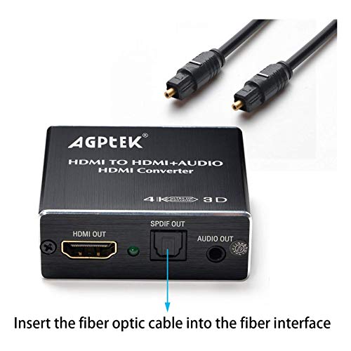 4K x 2K HDMI Audio Extractor Splitter, HDMI Audio Converter Adapter | Support Ultra HD 4K Toslink Optical Audio Output and 3.5mm with optical fiber cable